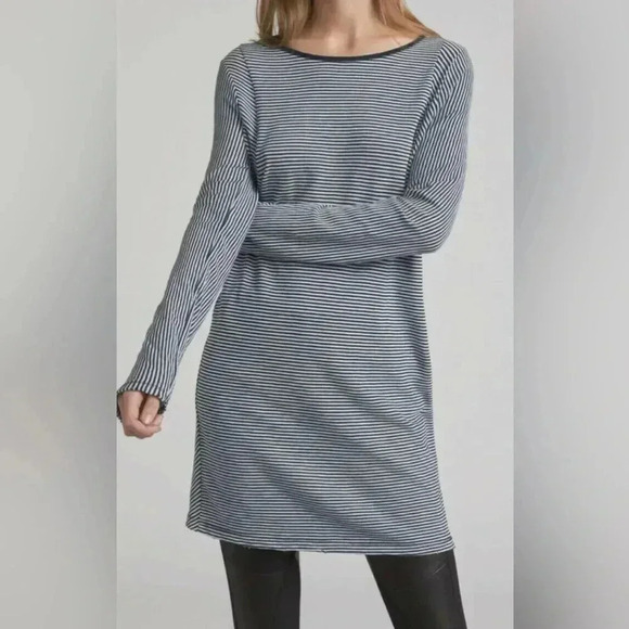 RAG & BONE Navy Blue Stripe Long Sleeve Jersey T Shirt Dress Size L Retails $225 - Picture 1 of 8